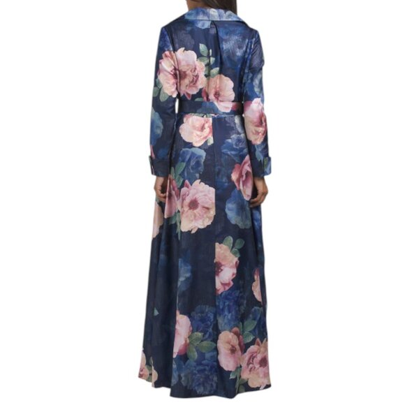 BETSY & ADAM Floral Belted Shirt Gown - Picture 2 of 3